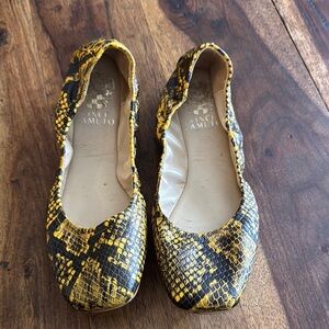 Vince Camuto yellow and Black Snakeskin Ballet Flats